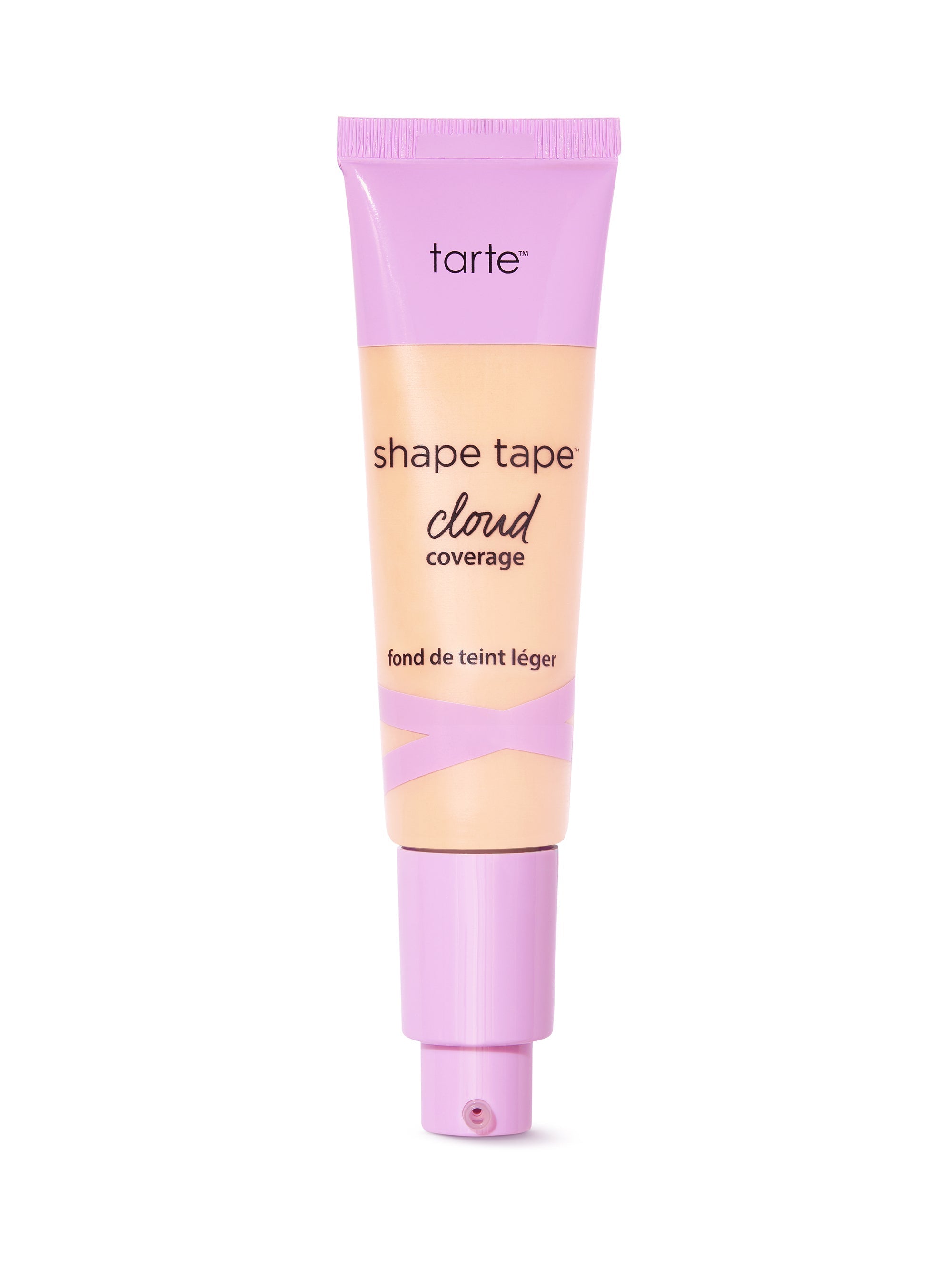 Tarte shape tape cloud cream foundation tube with pink cap on a white background