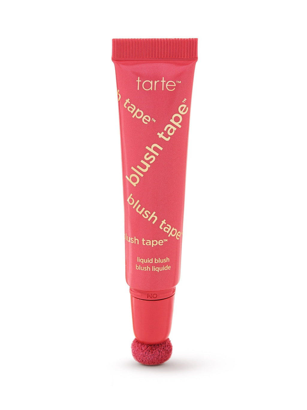 Pink tube of tarte blush tape on a white background