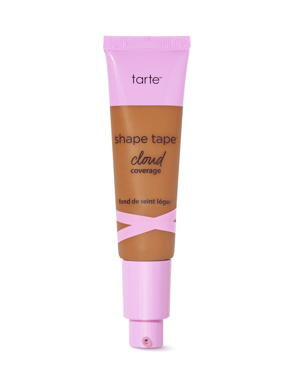 Tarte shape tape cloud cream foundation tube with pink cap on a white background
