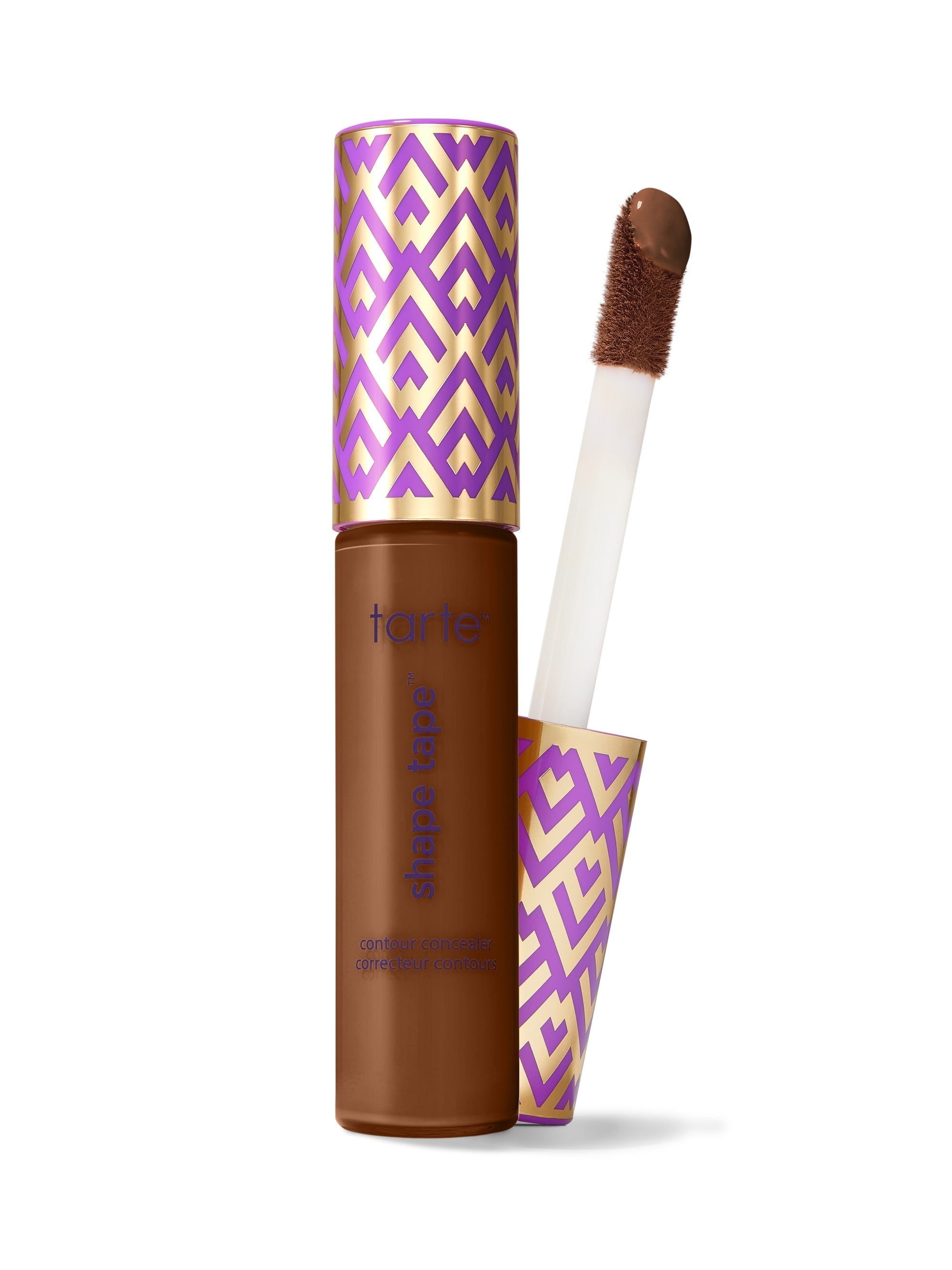 Tarte concealer with purple and gold packaging on a white background