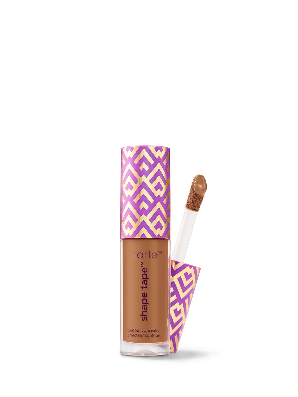 Tarte Shape Tape product with purple and gold packaging on a white background