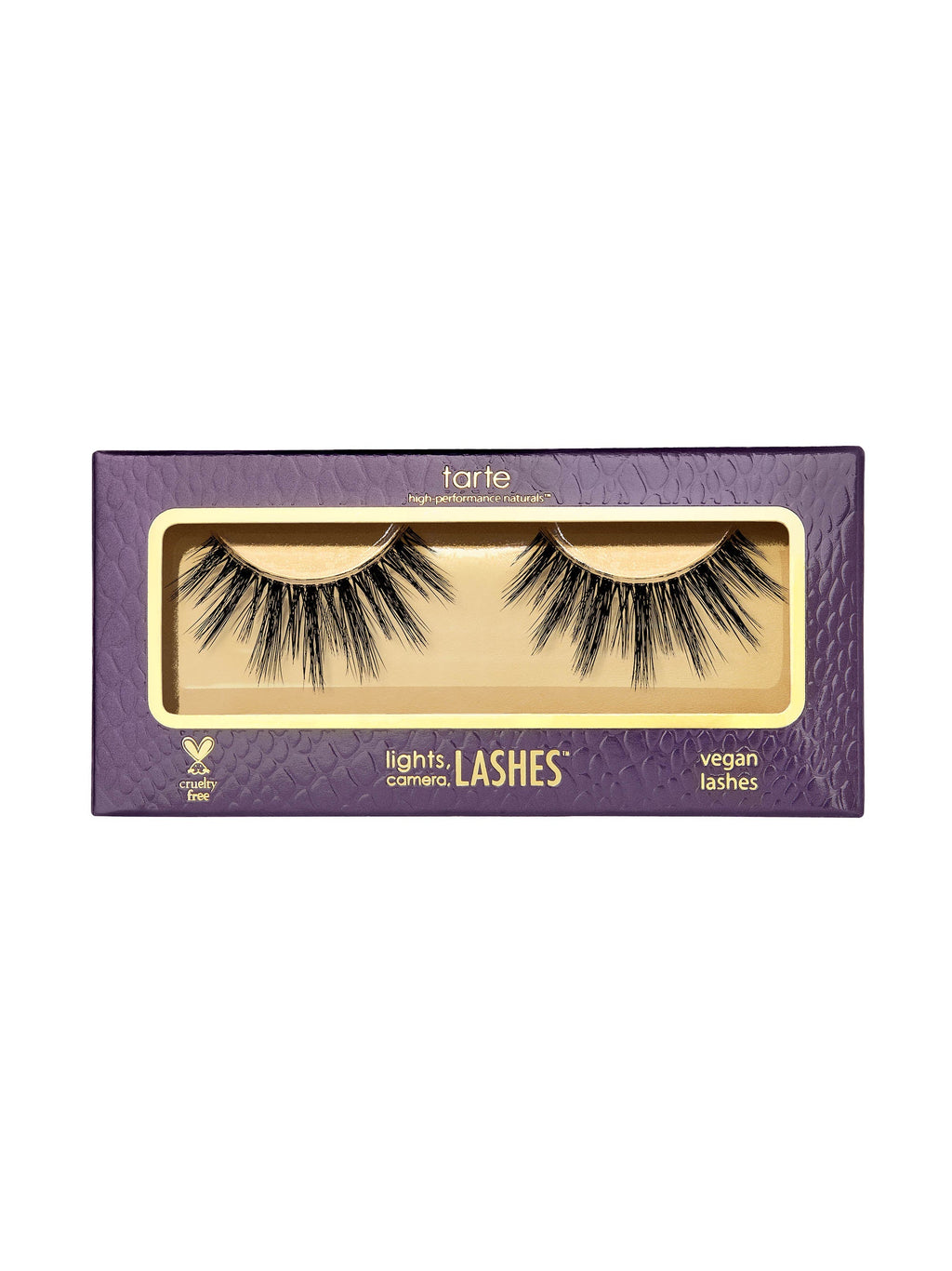 Tarte false eyelashes packaging with purple box on a white background
