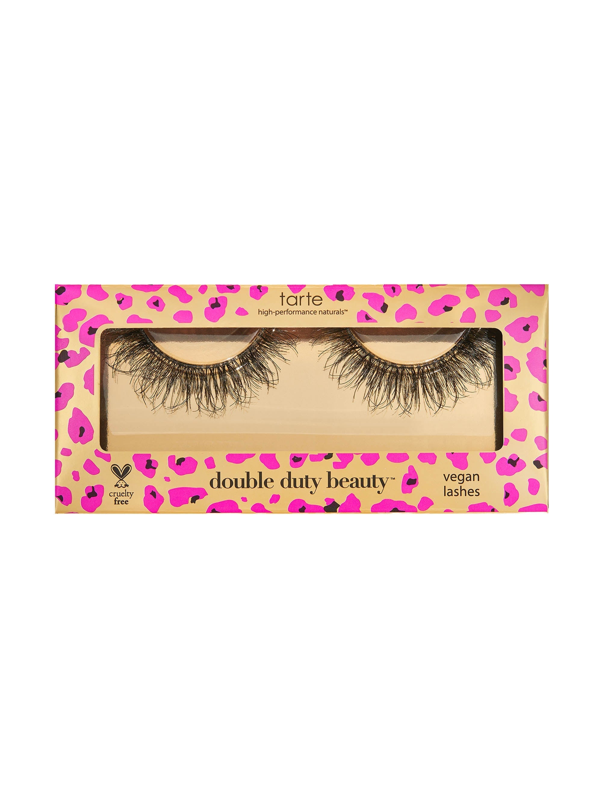 Tarte false eyelashes packaging with pink and yellow design on a white background