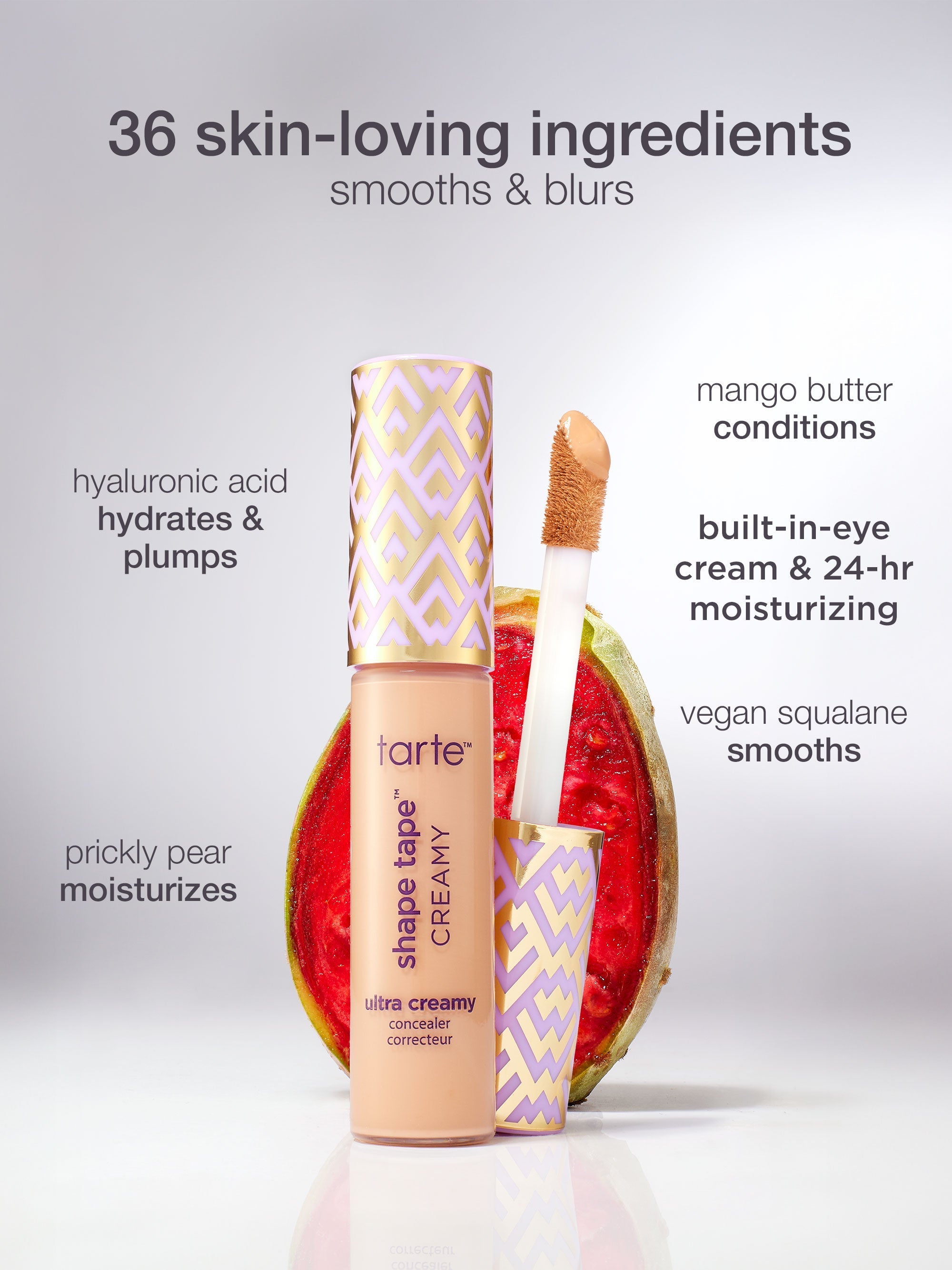 Tarte shape tape cream product with packaging on a white background