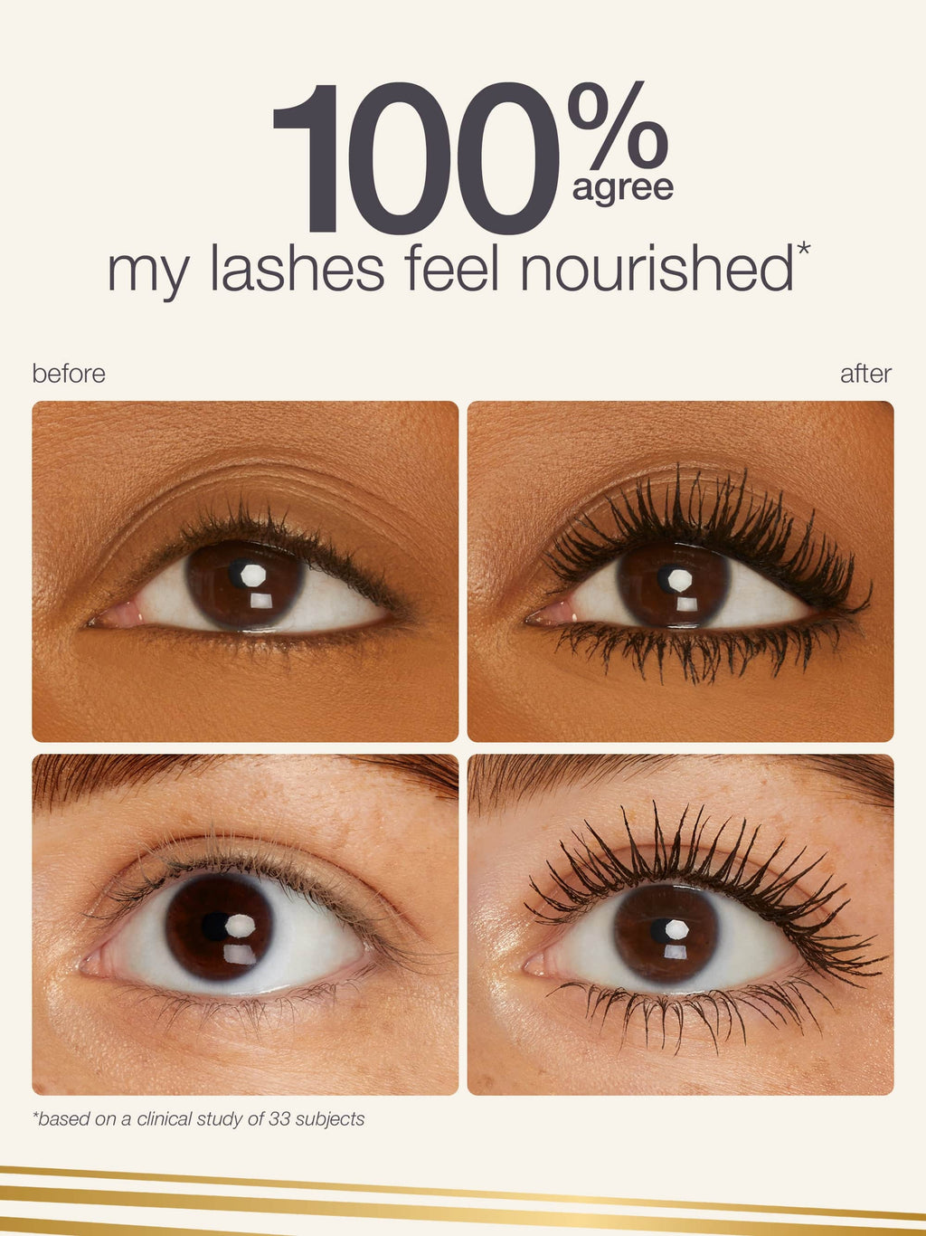 Before and after comparison of eyelashes with  tartelette tubing XL mascara